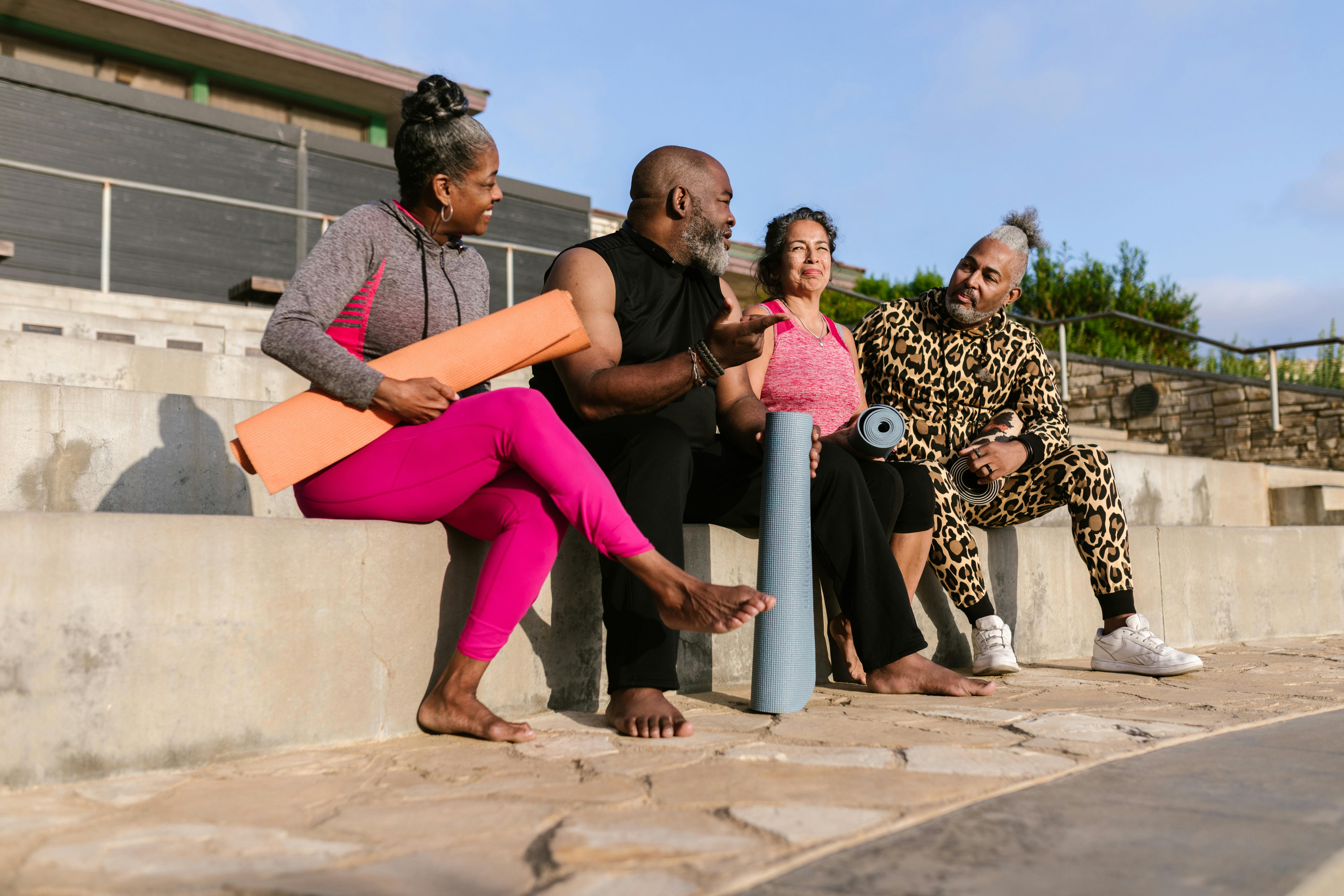 Active older adults staying healthy together